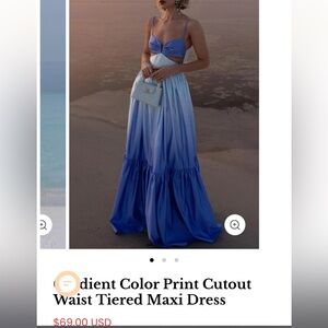 Commense ombré blue cut out dress